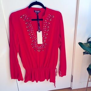Hale Bob Drawstring Tunic Top *Beaded* (Size M)